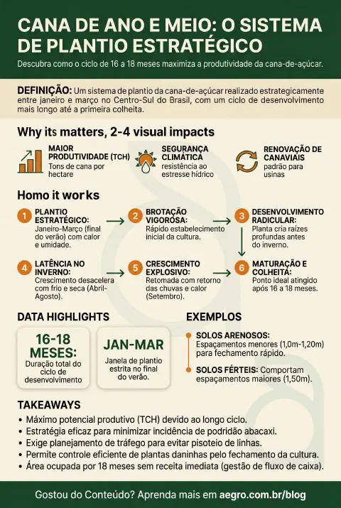 Infográfico educativo sobre Cana De Ano E Meio