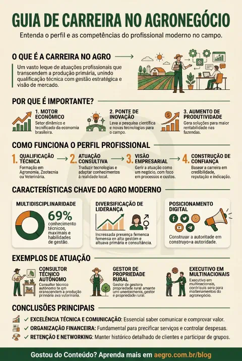 Infográfico educativo sobre Carreira No Agronegócio