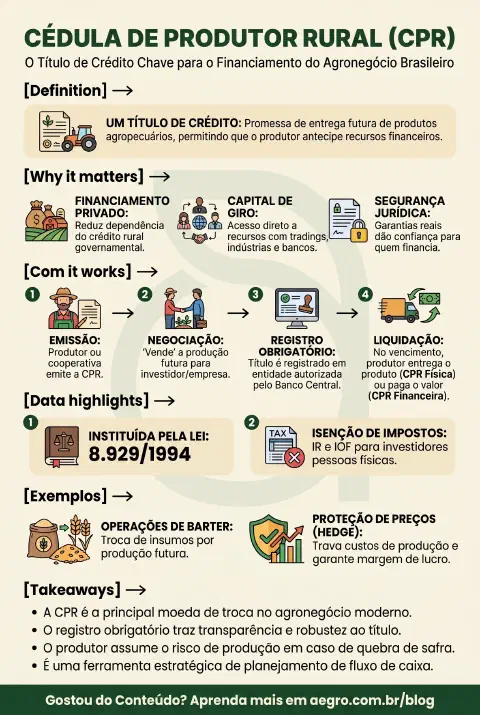 Infográfico educativo sobre Cédula De Produtor Rural