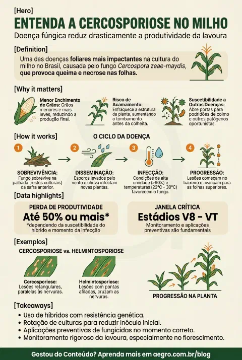 Infográfico educativo sobre Cercosporiose No Milho