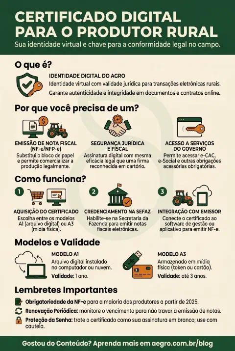 Infográfico educativo sobre Certificado Digital Para Produtor Rural