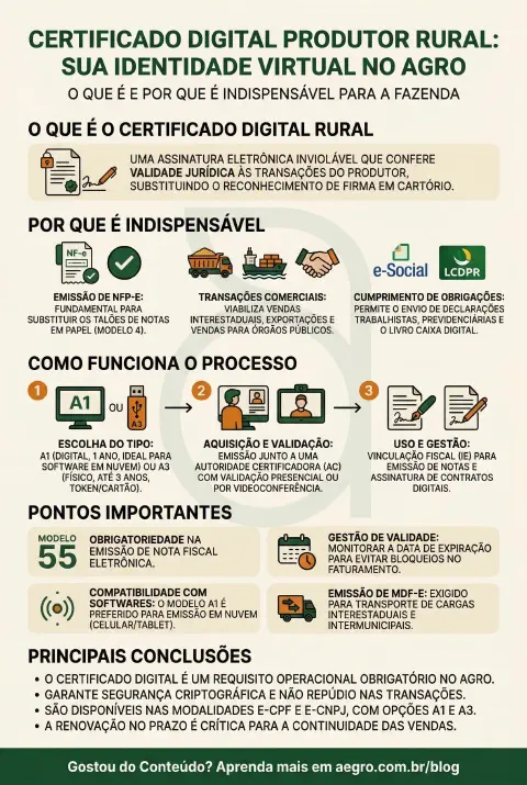 Infográfico educativo sobre Certificado Digital Produtor Rural