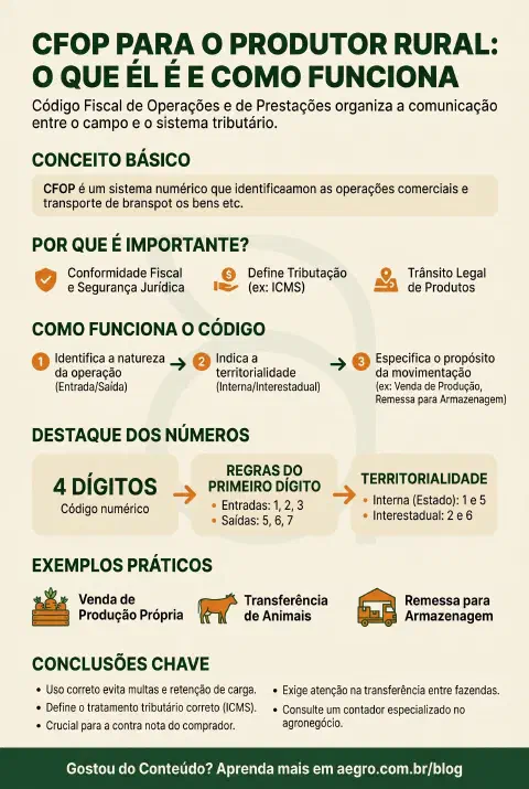 Infográfico educativo sobre Cfop Para Produtor Rural