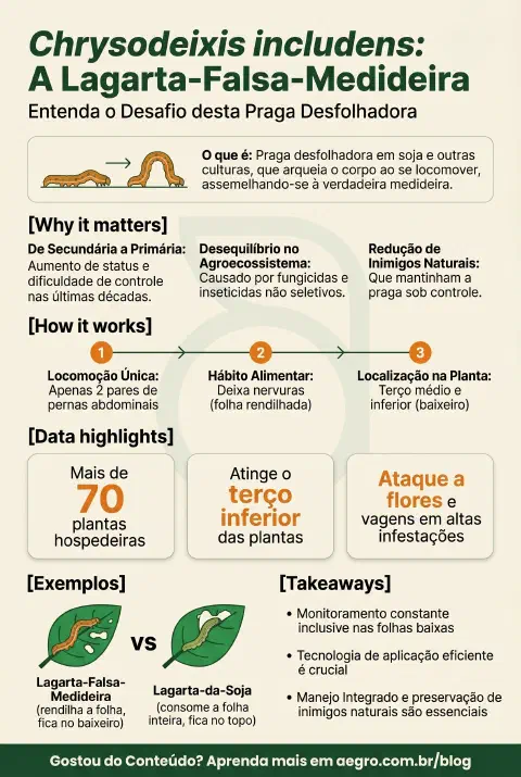 Infográfico educativo sobre Chrysodeixis Includens
