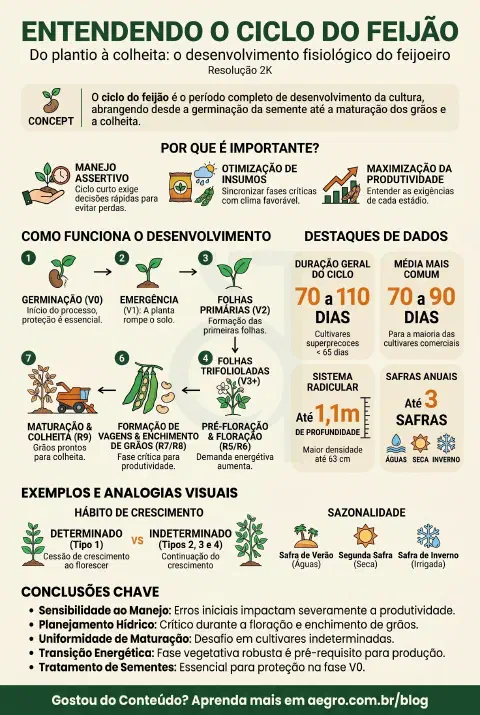 Infográfico educativo sobre Ciclo Do Feijão