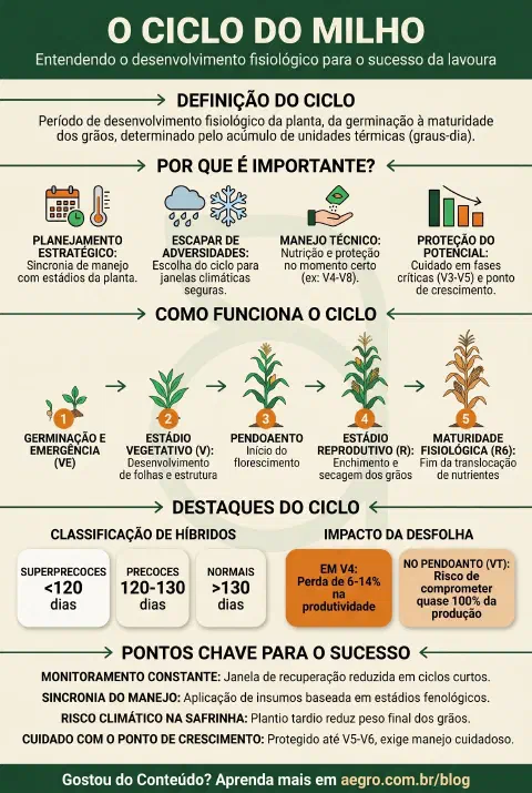 Infográfico educativo sobre Ciclo Do Milho
