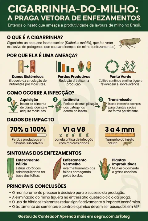 Infográfico educativo sobre Cigarrinha Do Milho