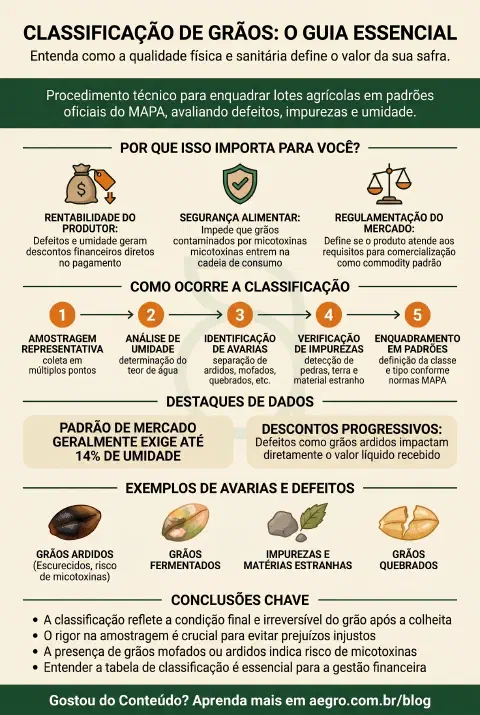 Infográfico educativo sobre Classificação De Grãos
