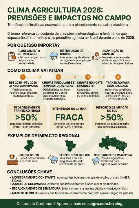Infográfico educativo sobre Clima Agricultura 2026
