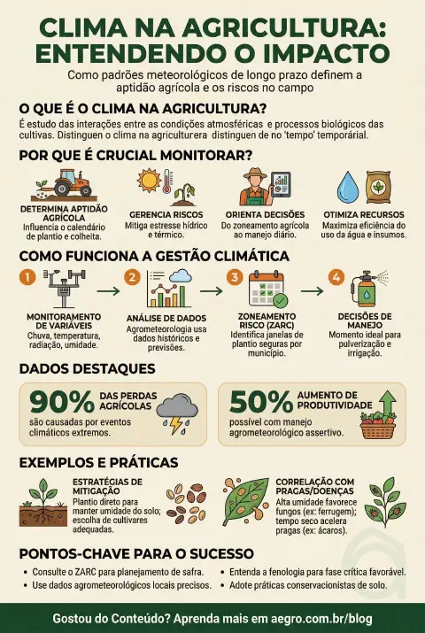 Infográfico educativo sobre Clima Na Agricultura