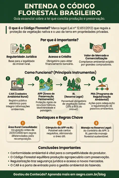 Infográfico educativo sobre Código Florestal