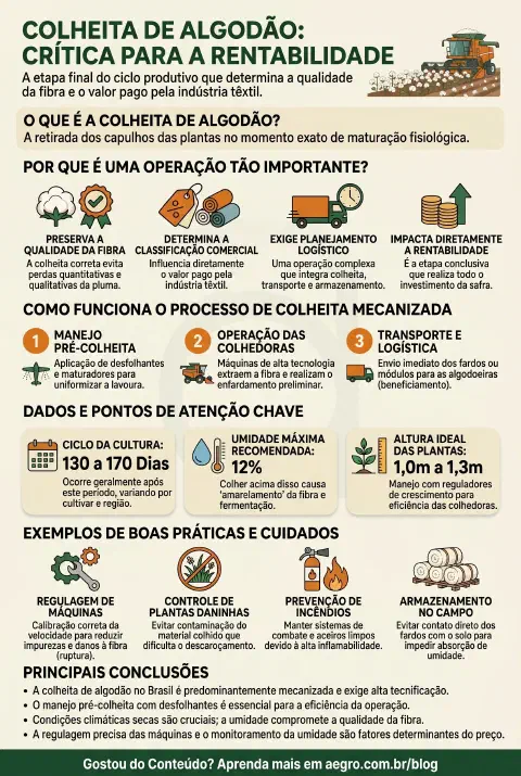 Infográfico educativo sobre Colheita De Algodão