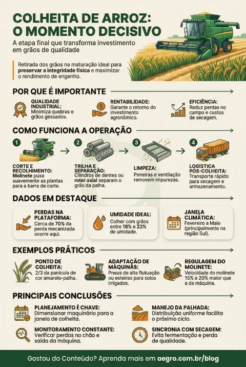 Infográfico educativo sobre Colheita De Arroz