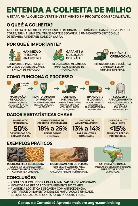 Infográfico educativo sobre Colheita De Milho