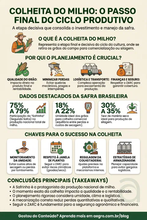Infográfico educativo sobre Colheita Do Milho