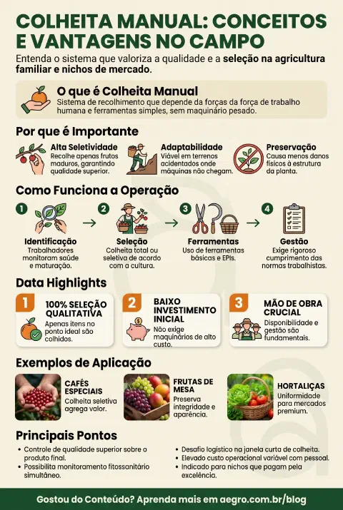 Infográfico educativo sobre Colheita Manual