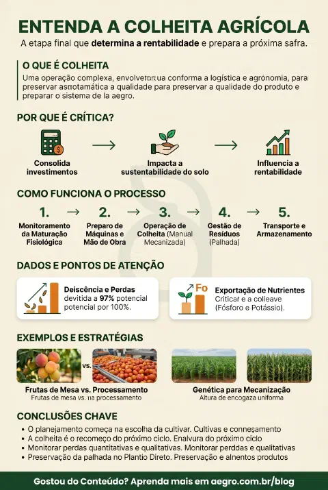 Infográfico educativo sobre Colheita