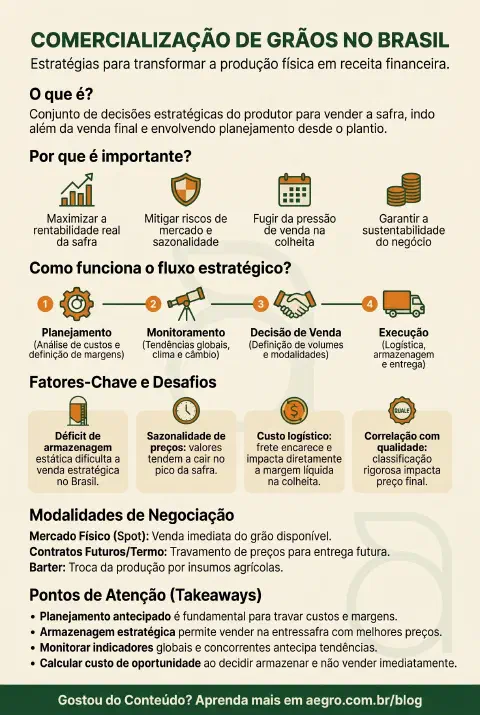Infográfico educativo sobre Comercialização De Grãos