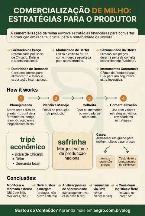 Infográfico educativo sobre Comercialização De Milho