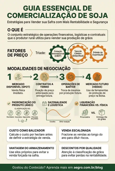 Infográfico educativo sobre Comercialização De Soja