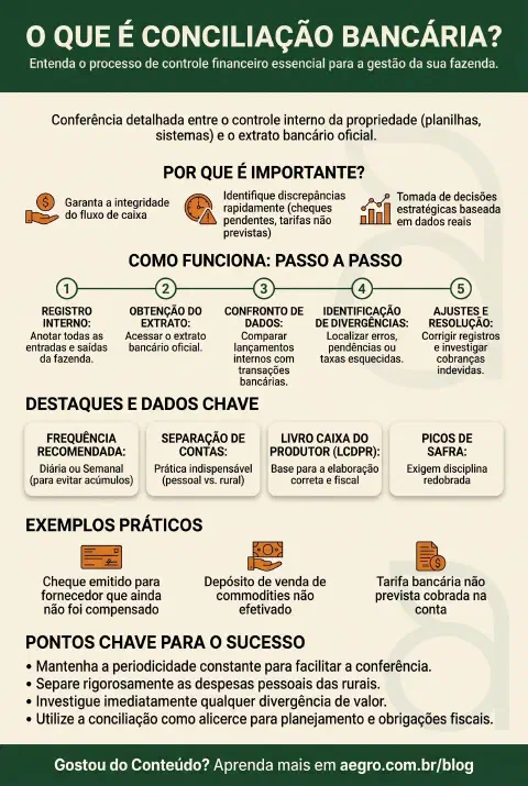 Infográfico educativo sobre Conciliação Bancária