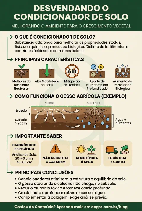 Infográfico educativo sobre Condicionador De Solo