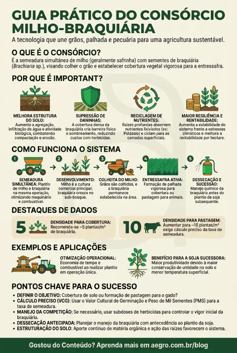 Infográfico educativo sobre Consórcio Milho Braquiária