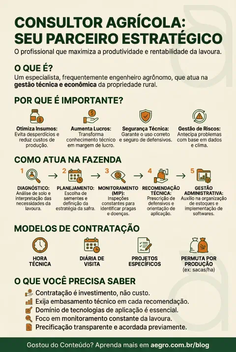 Infográfico educativo sobre Consultor Agrícola
