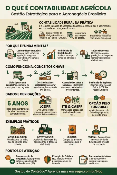 Infográfico educativo sobre Contabilidade Agrícola