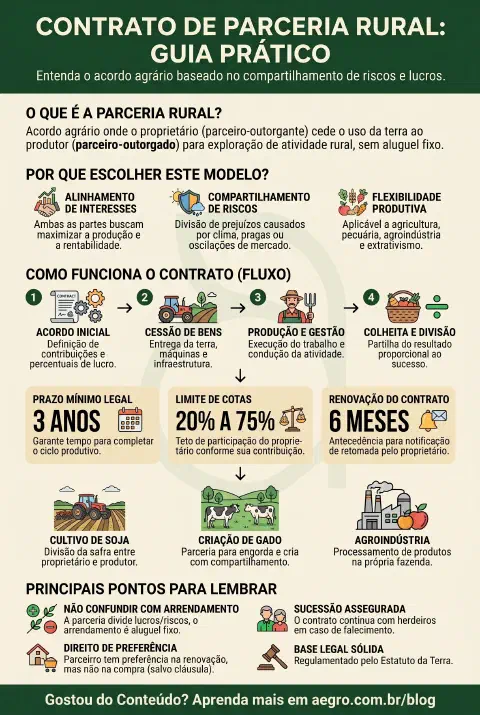 Infográfico educativo sobre Contrato De Parceria Rural