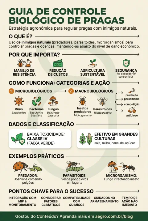 Infográfico educativo sobre Controle Biológico De Pragas