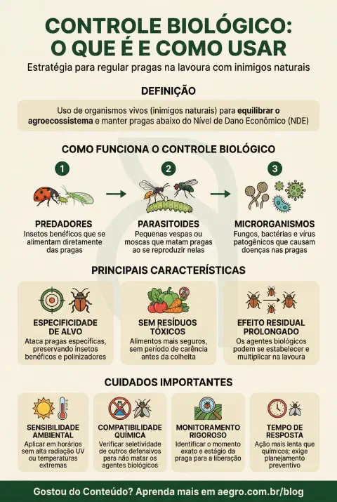 Infográfico educativo sobre Controle Biológico