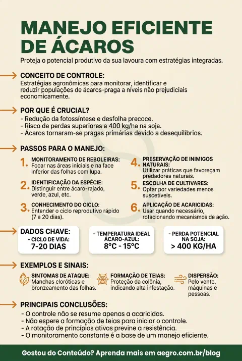 Infográfico educativo sobre Controle De Ácaros