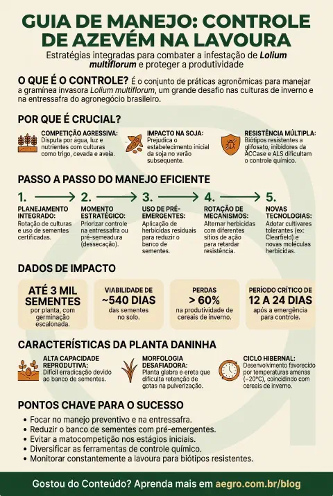 Infográfico educativo sobre Controle De Azevém