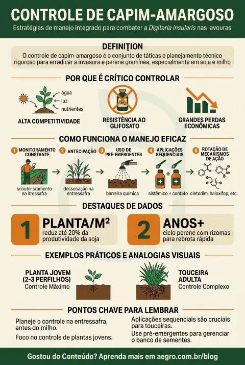 Infográfico educativo sobre Controle De Capim Amargoso