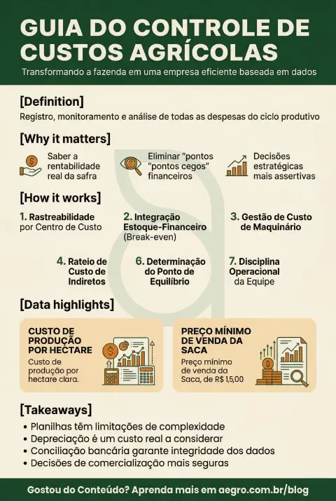 Infográfico educativo sobre Controle De Custos Agrícolas