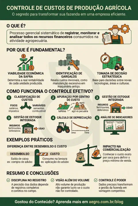 Infográfico educativo sobre Controle De Custos De Produção