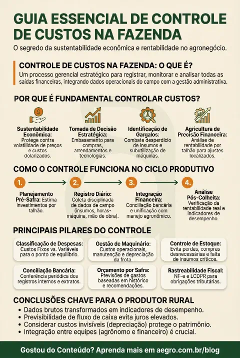 Infográfico educativo sobre Controle De Custos Na Fazenda