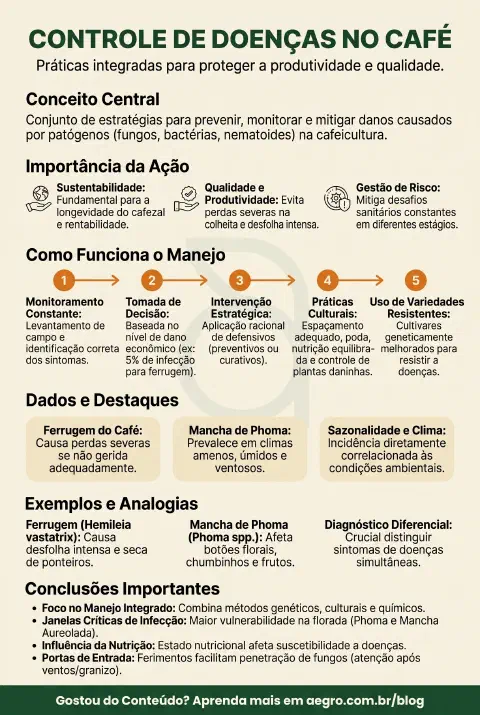 Infográfico educativo sobre Controle De Doenças No Café