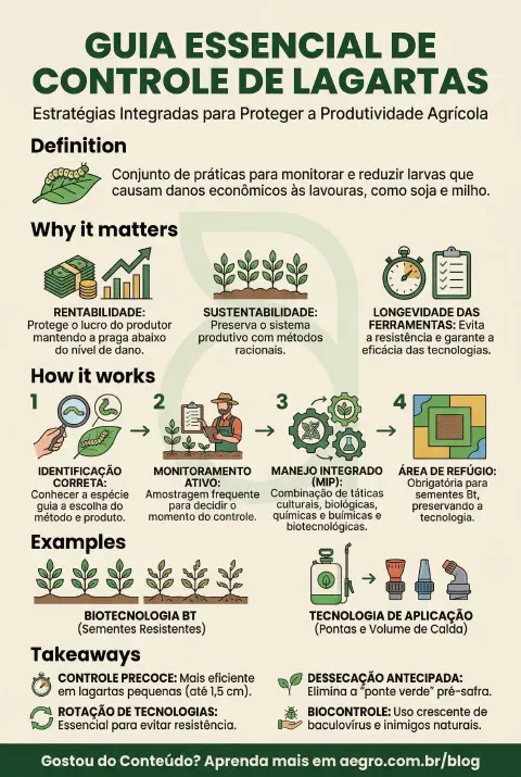 Infográfico educativo sobre Controle De Lagartas