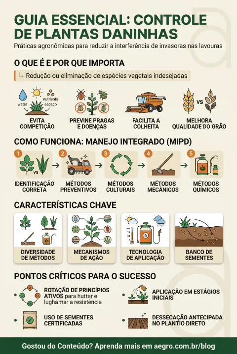 Infográfico educativo sobre Controle De Plantas Daninhas