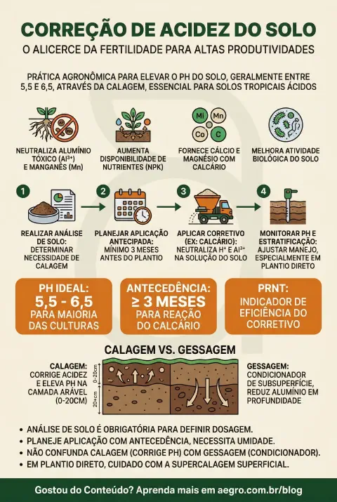Infográfico educativo sobre Correção De Acidez Do Solo