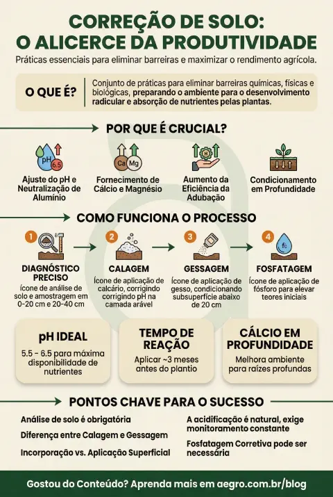 Infográfico educativo sobre Correção De Solo