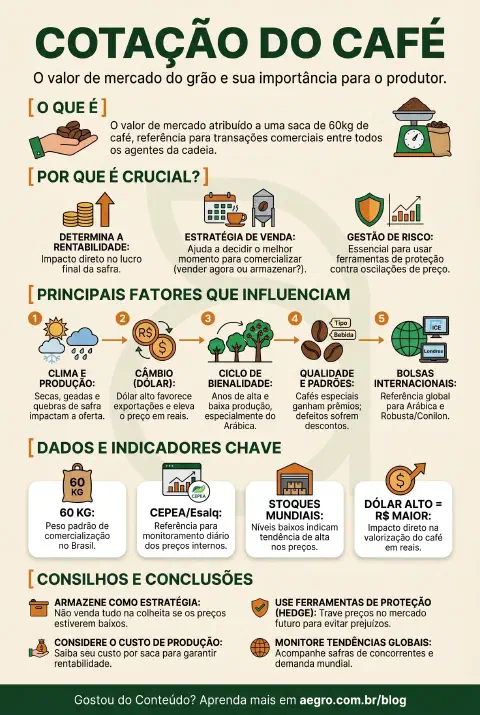 Infográfico educativo sobre Cotação Do Café