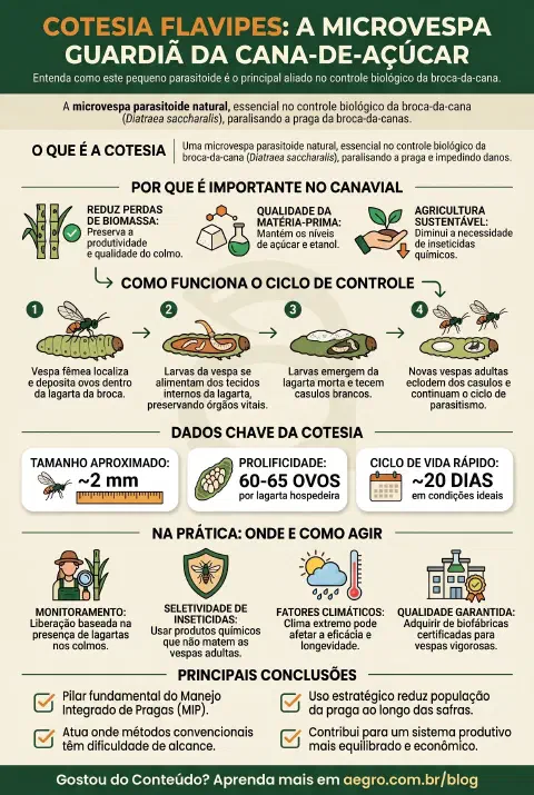 Infográfico educativo sobre Cotesia Flavipes