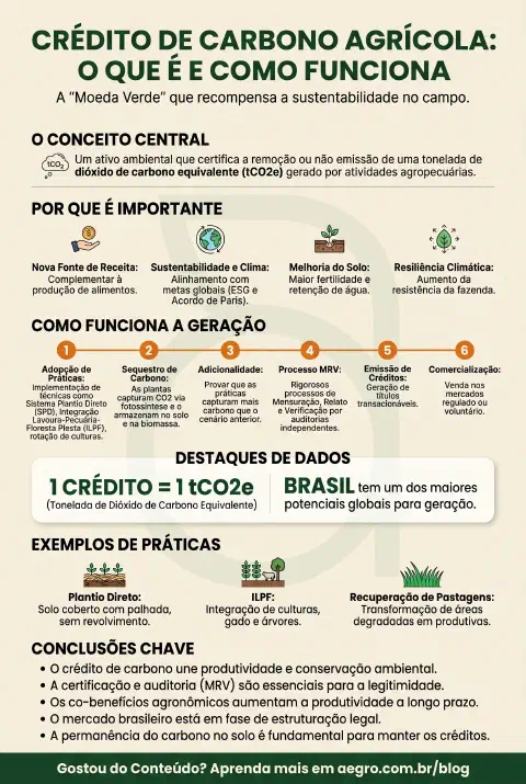 Infográfico educativo sobre Crédito De Carbono Agrícola