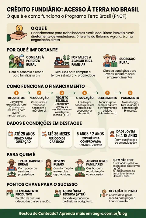 Infográfico educativo sobre Crédito Fundiário