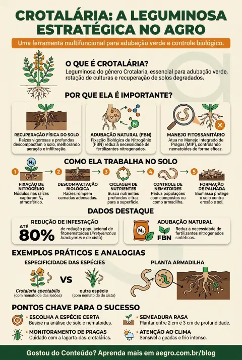 Infográfico educativo sobre Crotalária