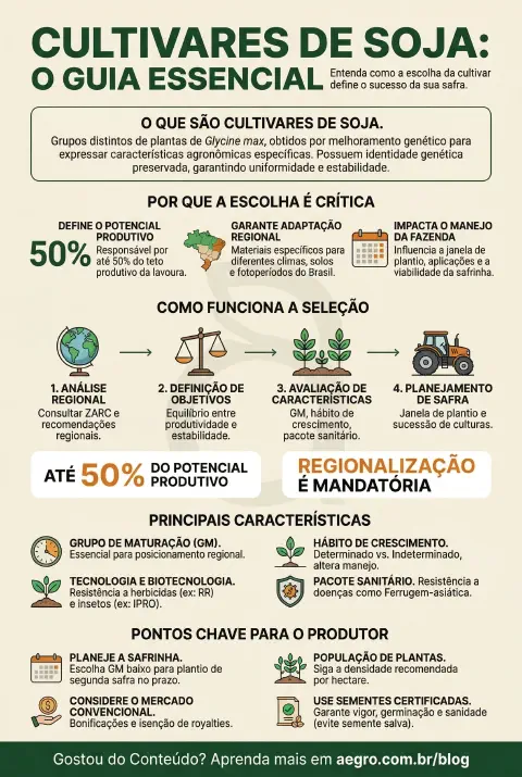 Infográfico educativo sobre Cultivares De Soja