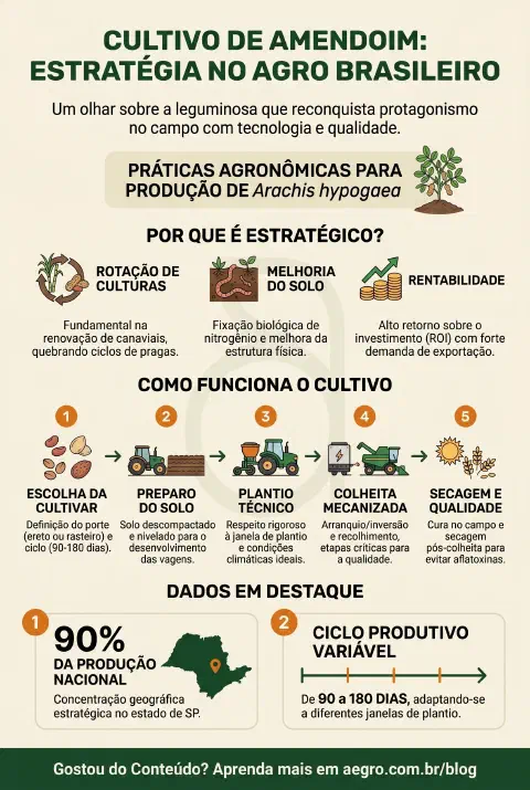 Infográfico educativo sobre Cultivo De Amendoim